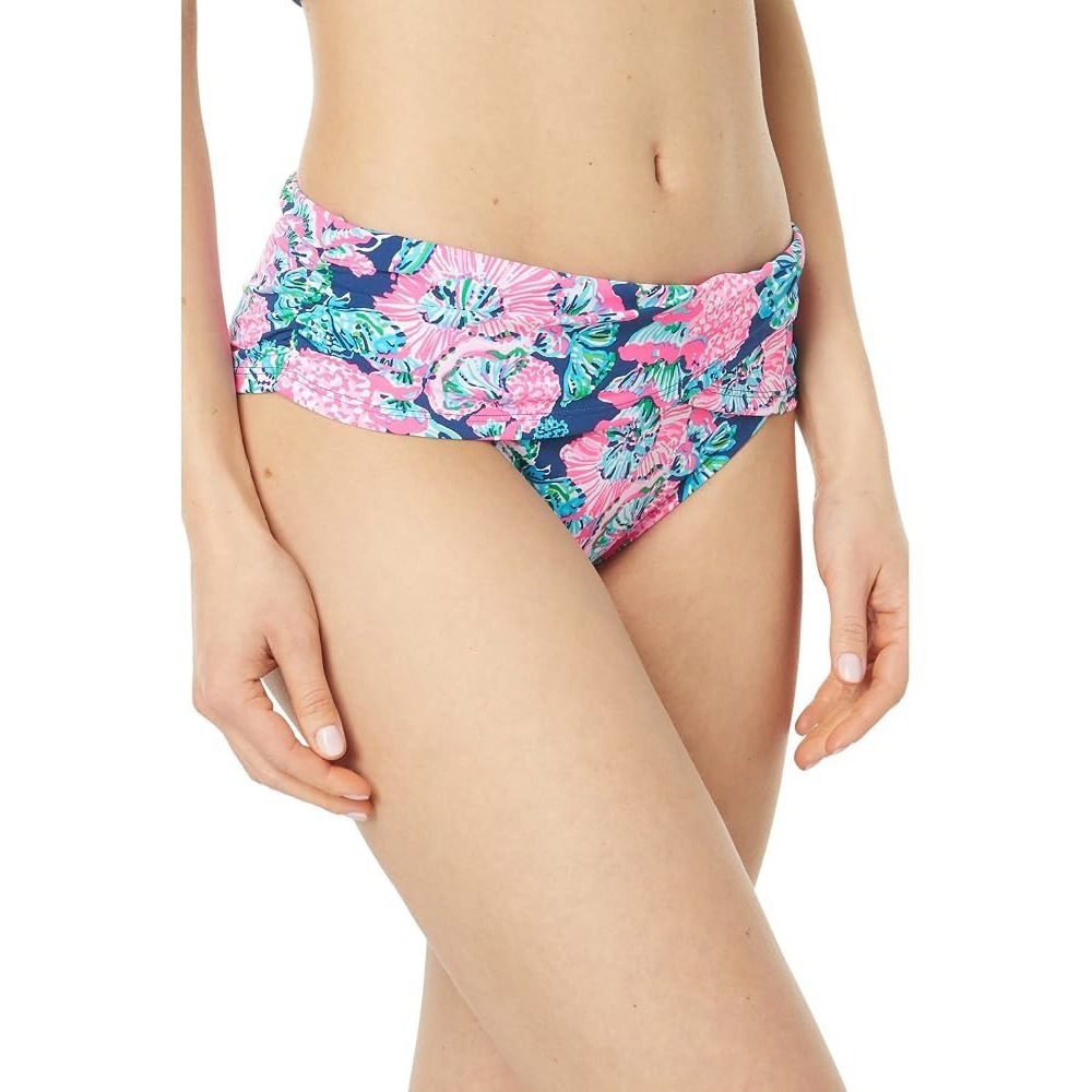 Lilly Pulitzer Lagoon Sarong Hipster Bikini Bottom Navy Pink Floral‎ Size 8 NWT